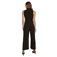 Tied Highneck Foldover Jumpsuit