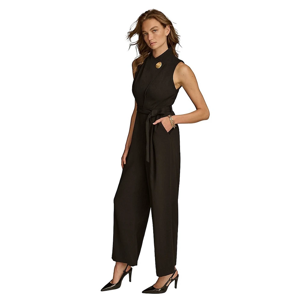 Tied Highneck Foldover Jumpsuit