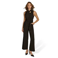 Tied Highneck Foldover Jumpsuit