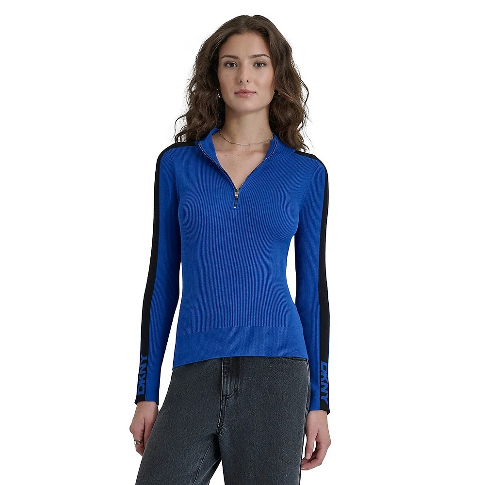 Logo-Stripe Ribbed Sweater