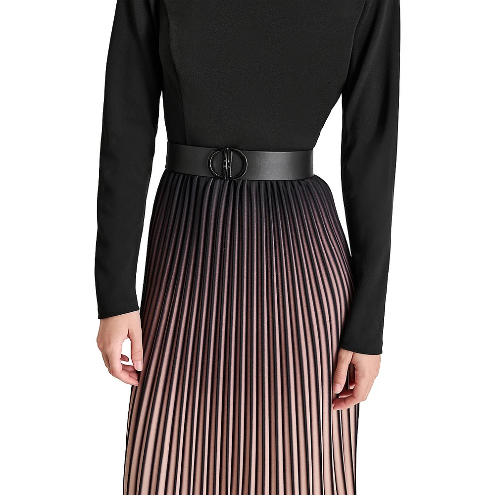 Ombré Pleated Midi Dress