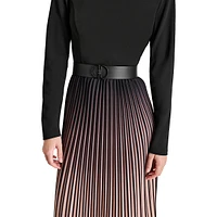 Ombré Pleated Midi Dress