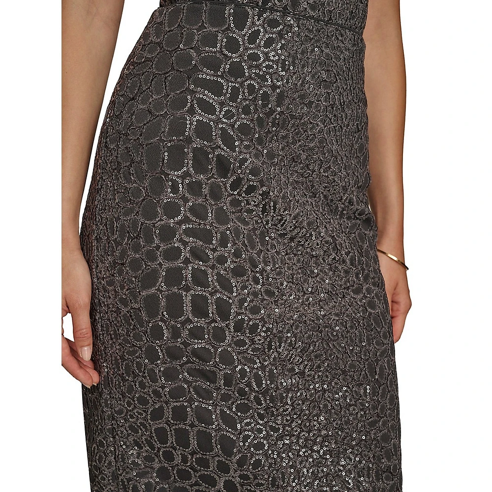 Sequin-Embellished Pencil Skirt