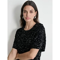 Stretch Velvet Sequin Top