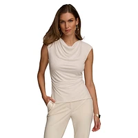 Sleeveless Cowlneck Draped Top