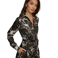 Print Belted Midi Shirtdress