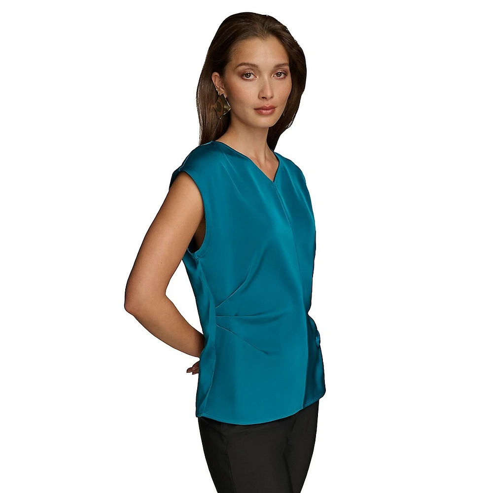 Cap-Sleeve Top With Side Darts