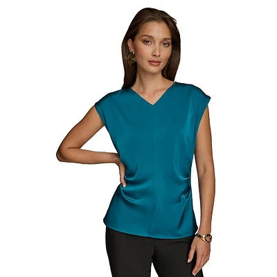 Cap-Sleeve Top With Side Darts