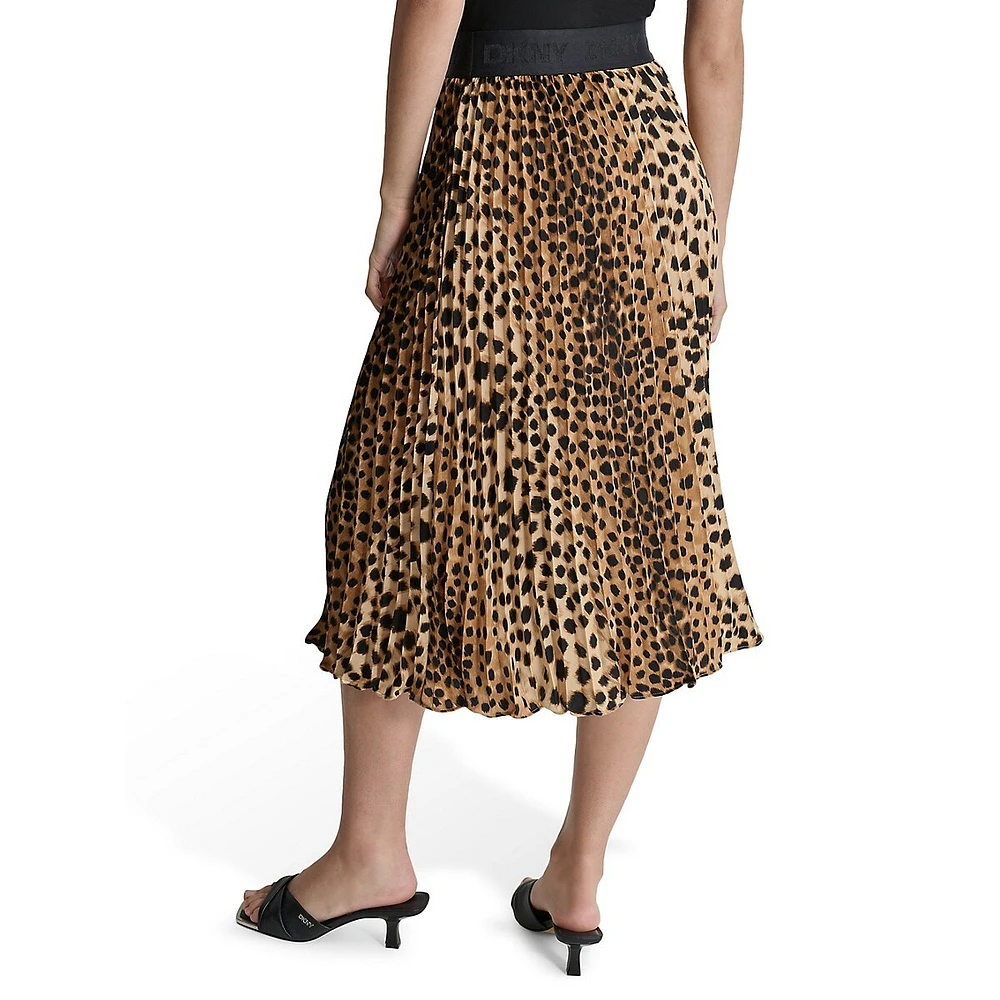 Printed Pleated Midi Skirt