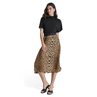 Printed Pleated Midi Skirt