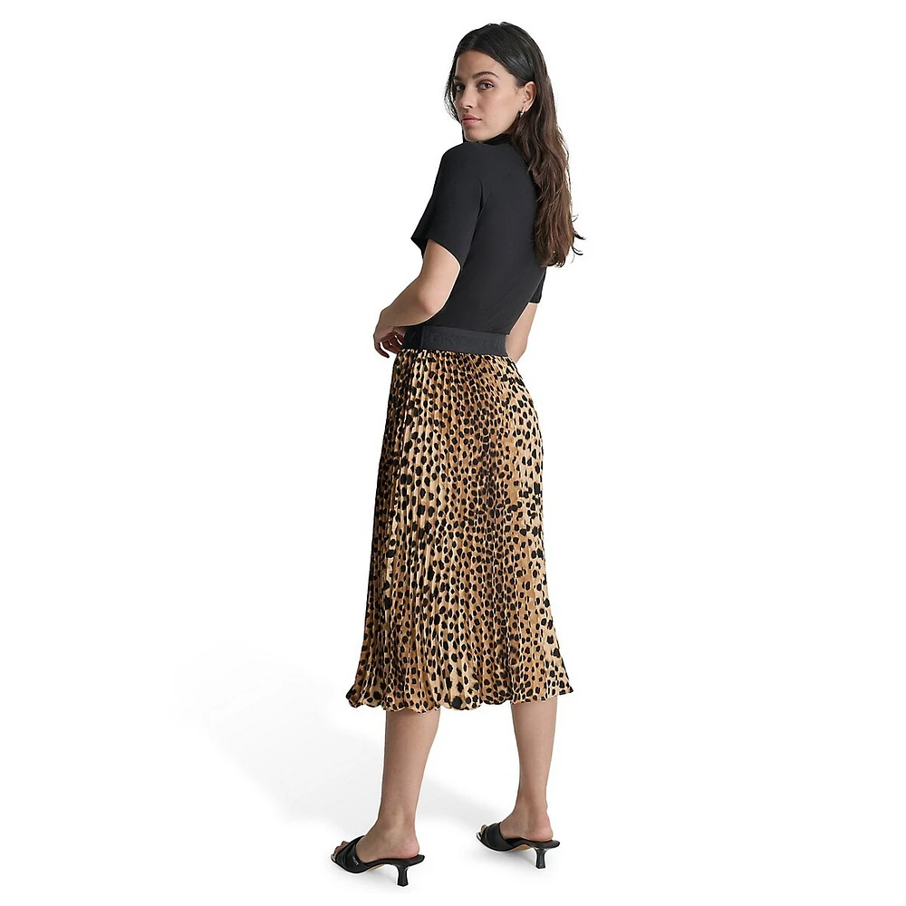 Printed Pleated Midi Skirt