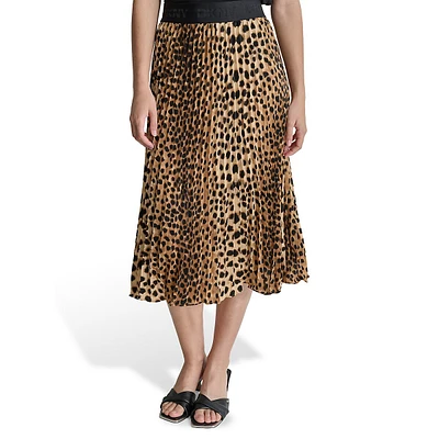 Printed Pleated Midi Skirt