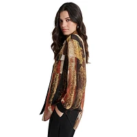 Abstract Crinkle Chiffon Tunic Shirt