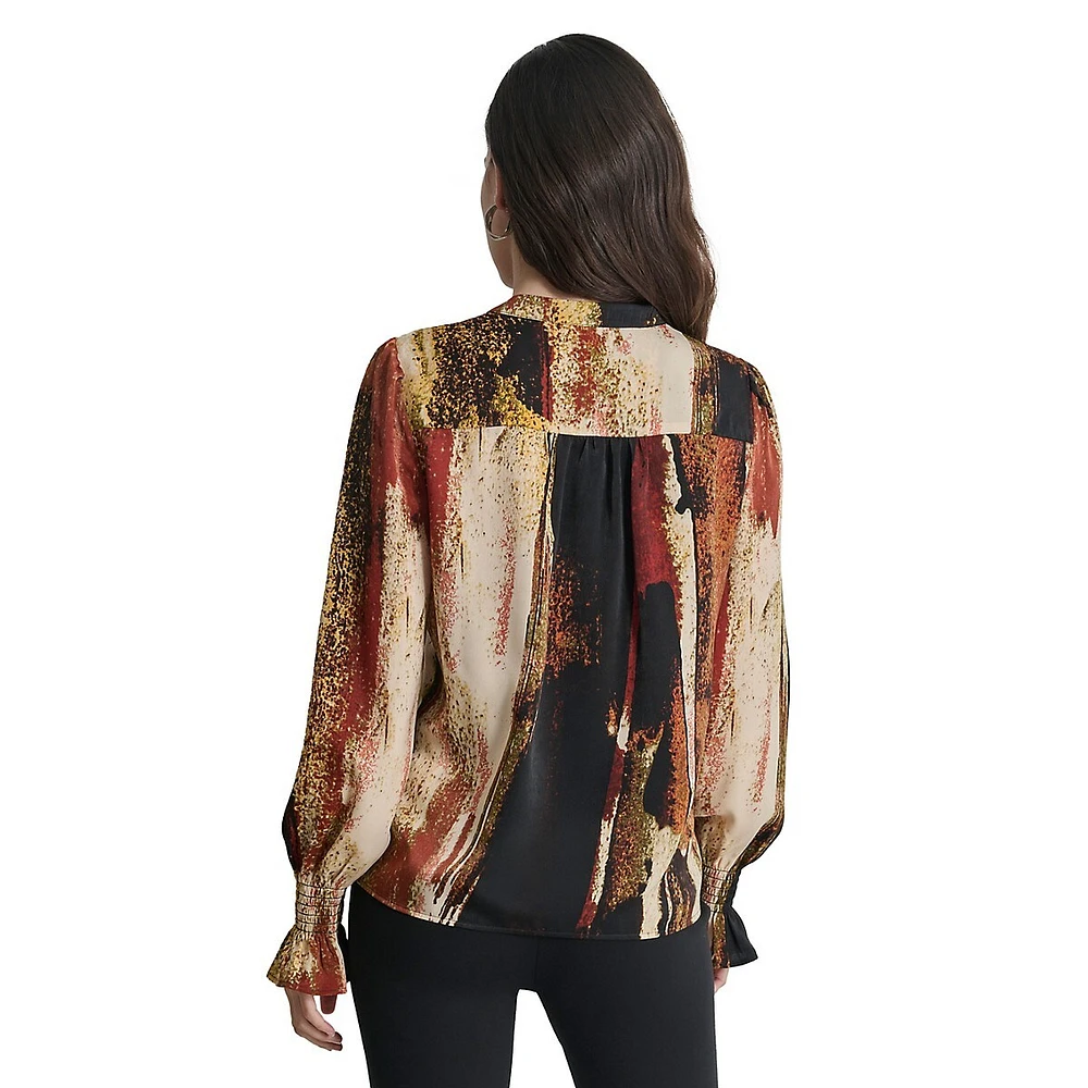 Brushstroke-Print Blouse