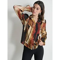 Brushstroke-Print Blouse