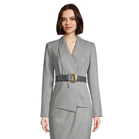 Shawl-Collar Belted Blazer