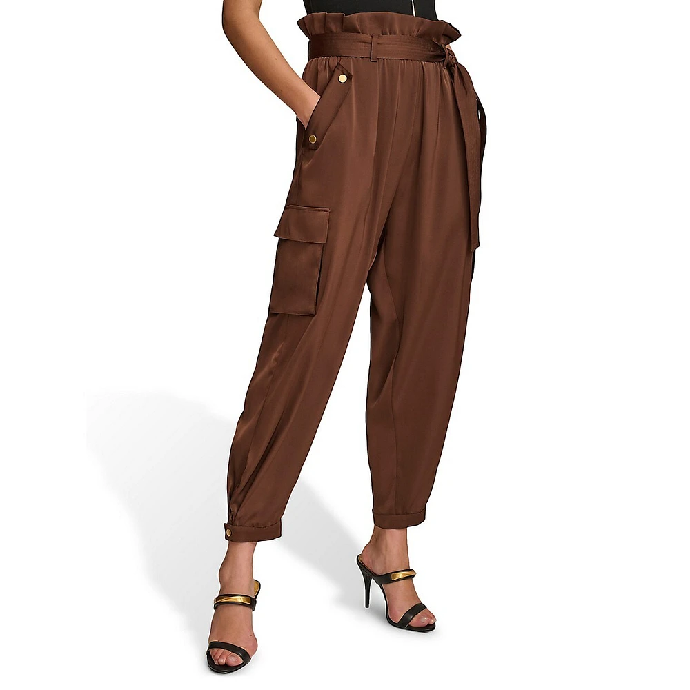 Paperbag-Waist Cargo Dress Pants