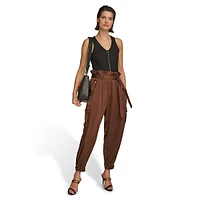 Paperbag-Waist Cargo Dress Pants