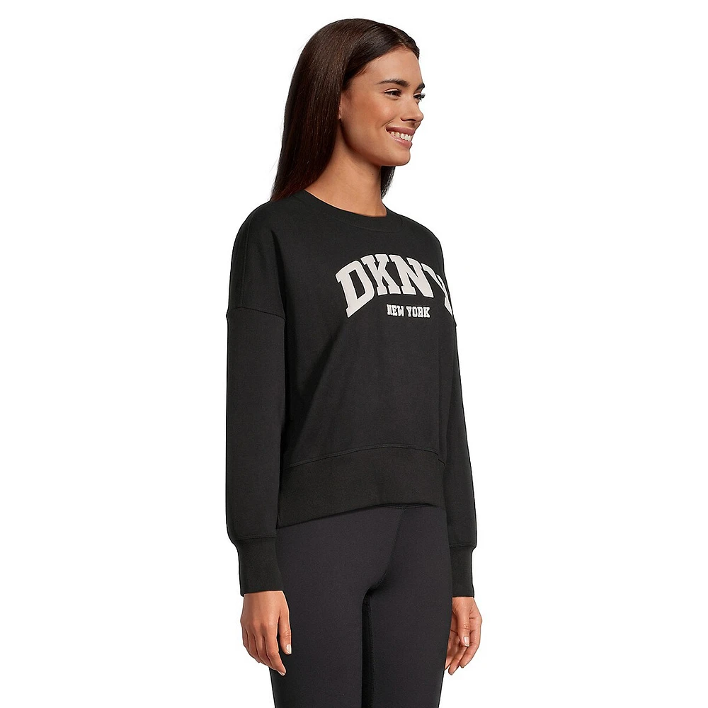 Varsity Puff Logo Blouson-Sleeve Sweatshirt