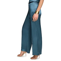 Wide-Leg Satin Pants