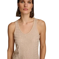 V-Neck Sequin Tank Top