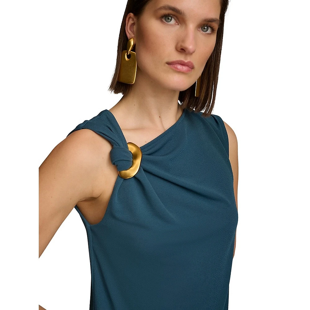 Ornamented-Strap Sleeveless Top