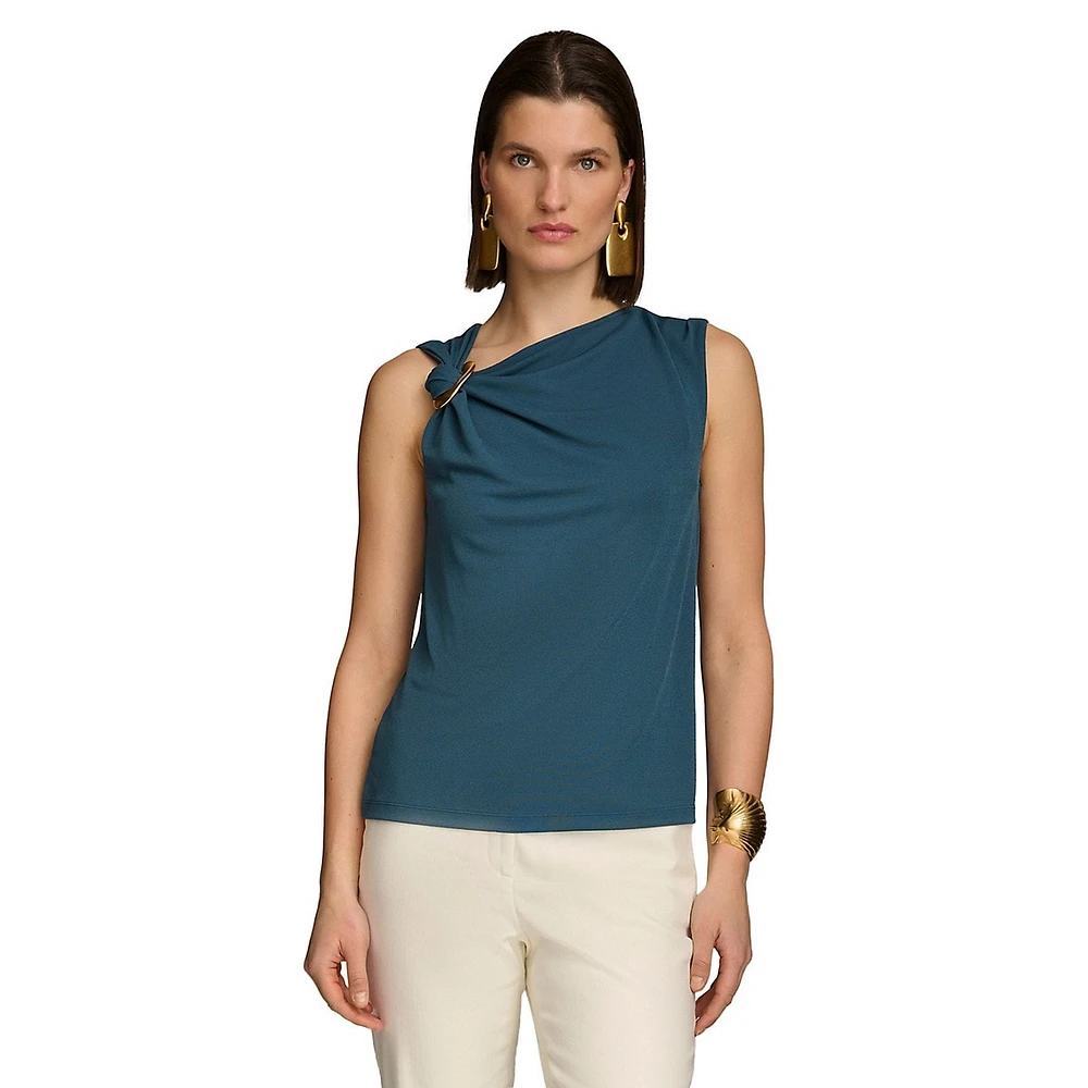 Ornamented-Strap Sleeveless Top