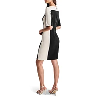 Colourblock Roundneck Shift Dress