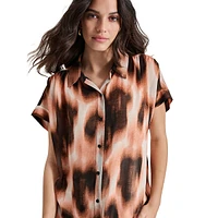 Printed Chiffon Short-Sleeve Shirt