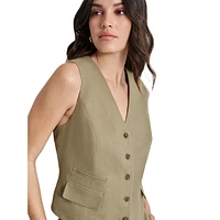 Linen-Blend Suit Vest