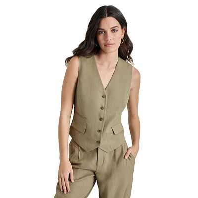 Linen-Blend Suit Vest