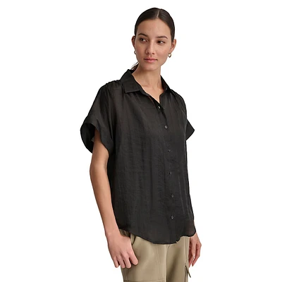 Draping Organza Camp Shirt