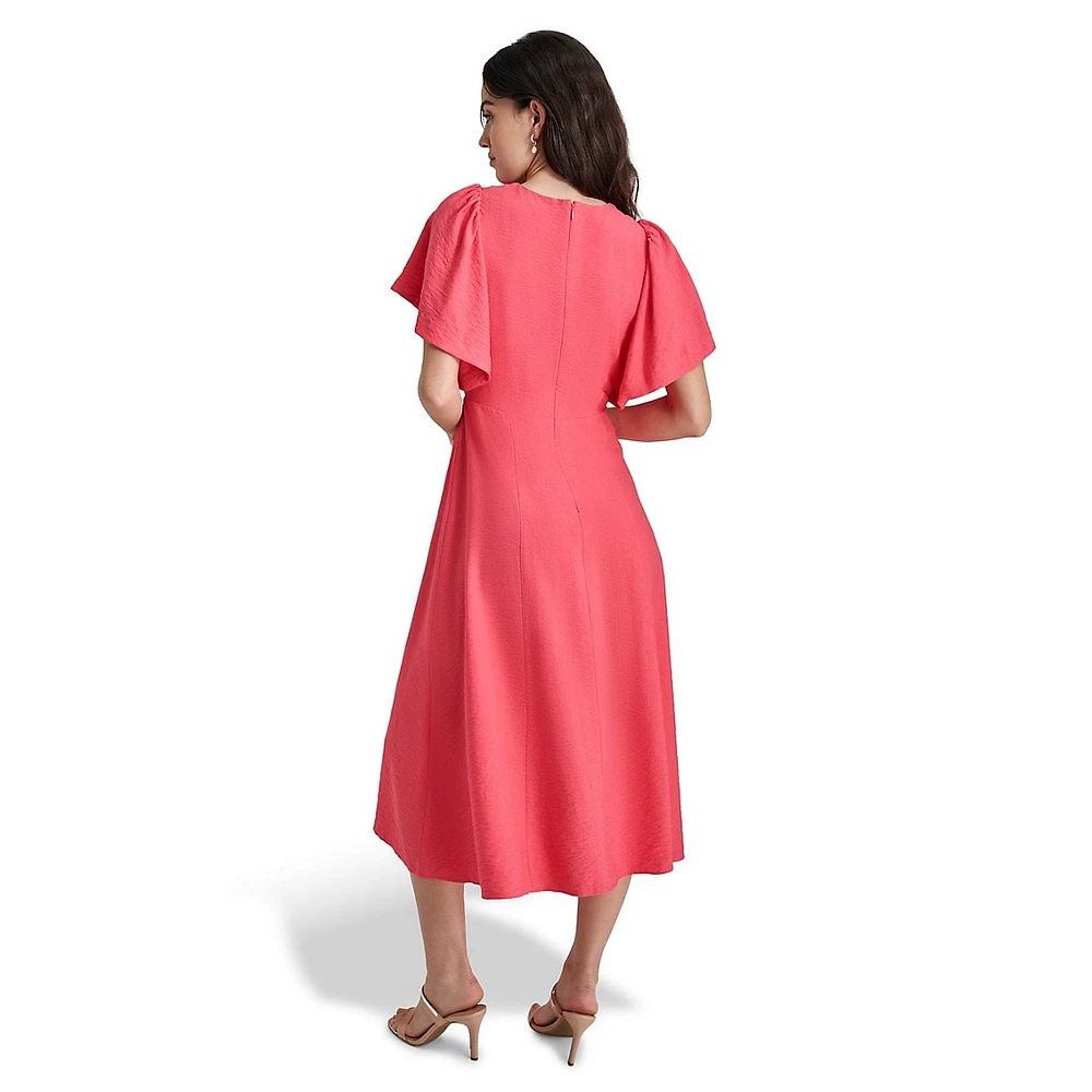 Flutter-Sleeve Fit-&-Flare Dress