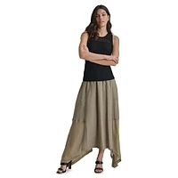Sleeveless Semi-Sheer Rib-Knit Top