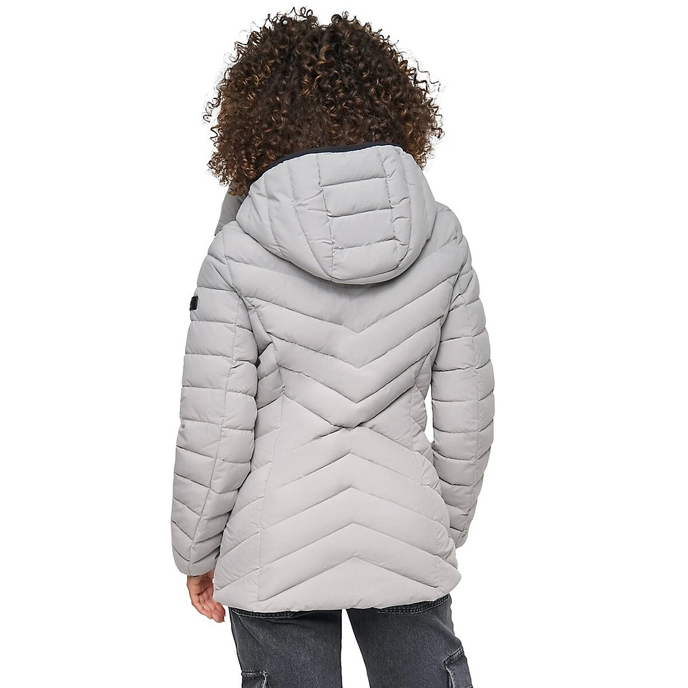 Gilet court et pliable à capuche