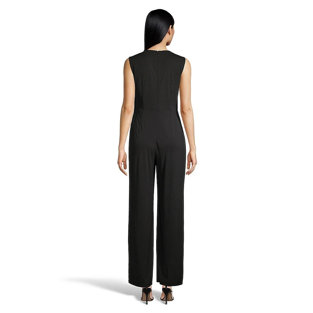 Asymmetric-Neck Sleeveless Wide Jumpsuit