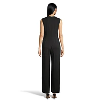 Asymmetric-Neck Sleeveless Wide Jumpsuit