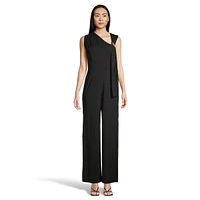 Asymmetric-Neck Sleeveless Wide Jumpsuit