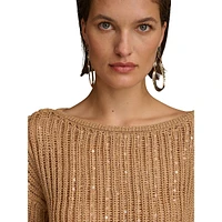 Sequined Rib-Knit Sweater