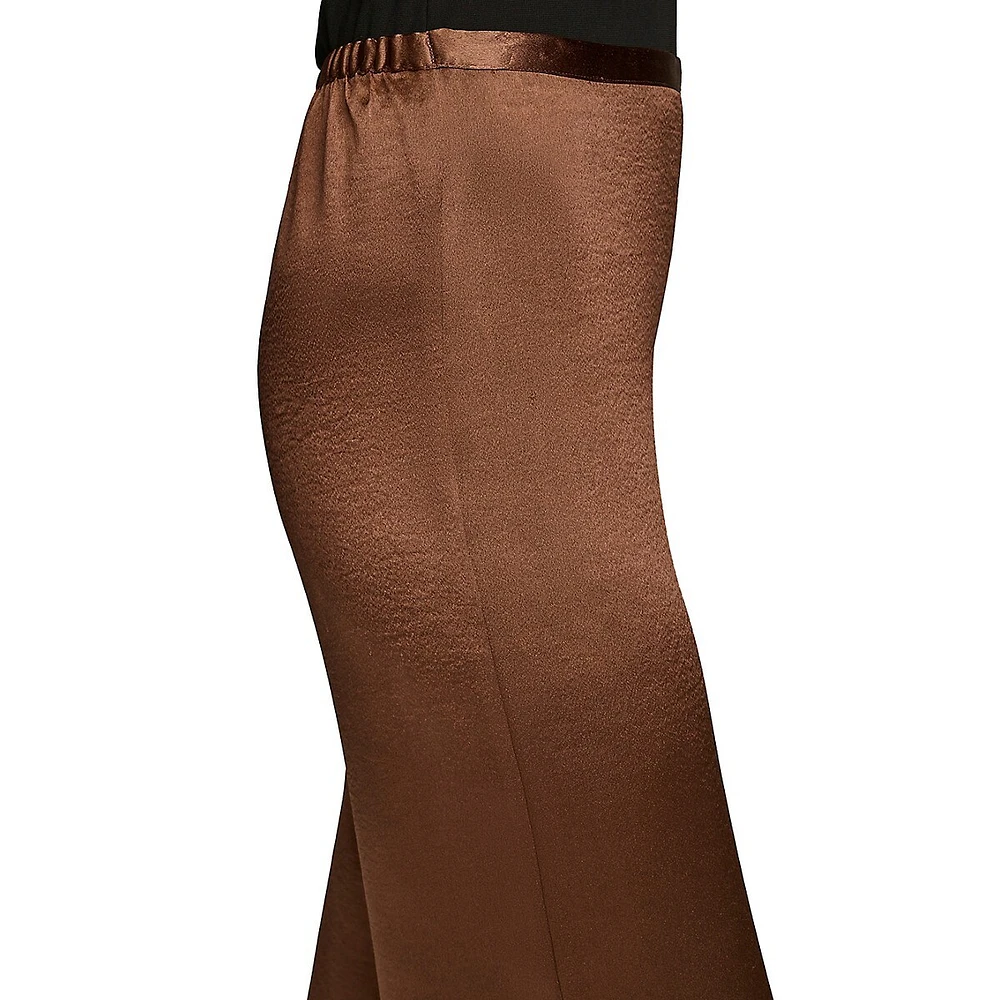 Wide-Leg Pull-On Satin Pants