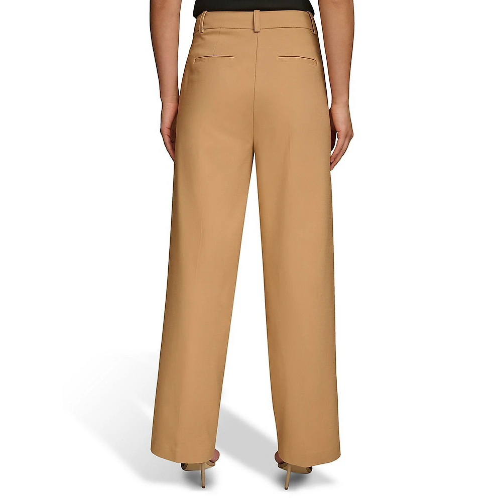 Tab-Pocket Wide-Leg Dress Pants