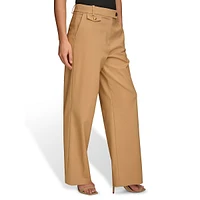 Tab-Pocket Wide-Leg Dress Pants