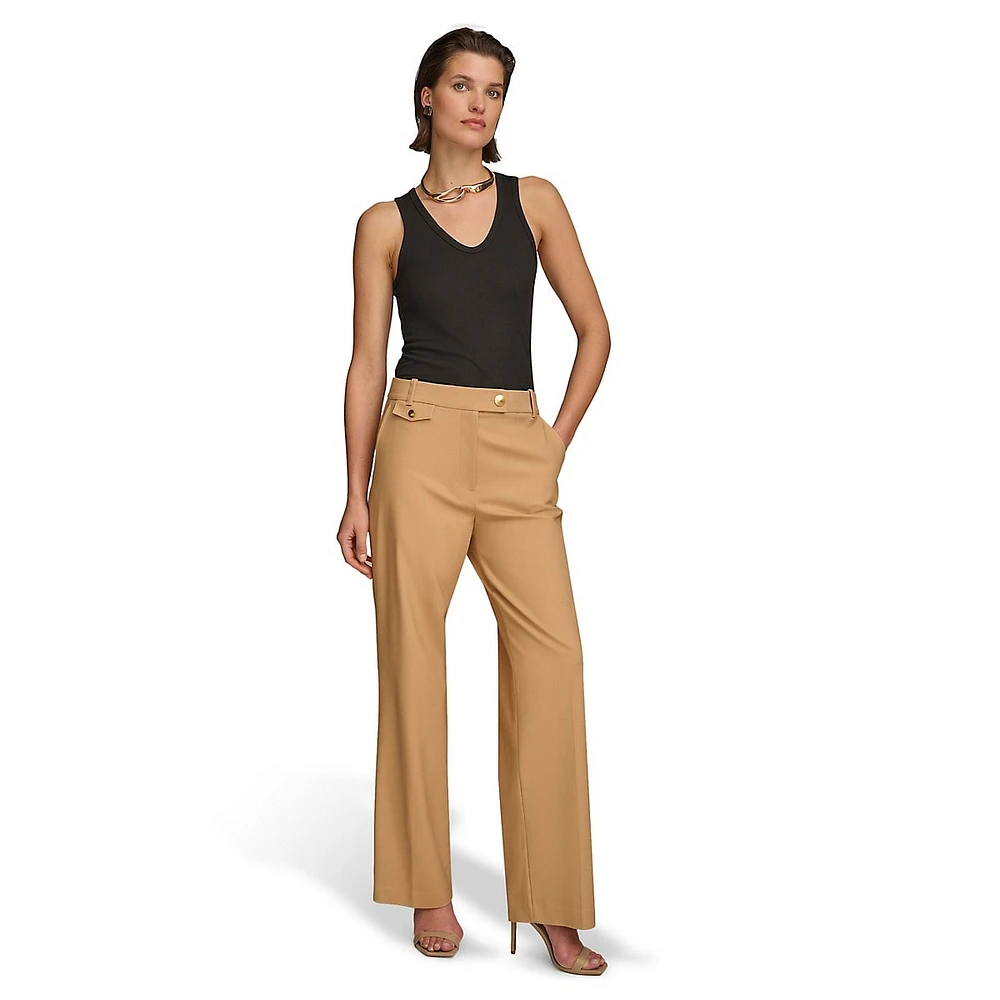 Tab-Pocket Wide-Leg Dress Pants