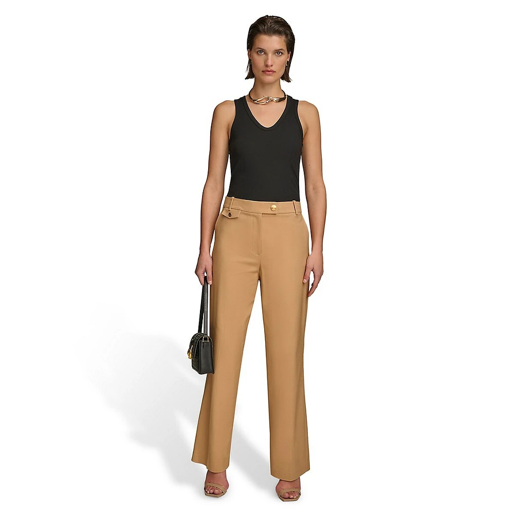 Tab-Pocket Wide-Leg Dress Pants