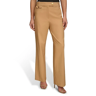 Tab-Pocket Wide-Leg Dress Pants