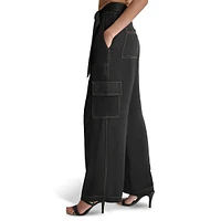 Belted Contrast-Stitch Cargo Pants