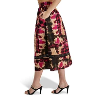 Embellished Printed Voile A-Line Skirt