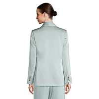 Satin Shawl-Collar Blazer