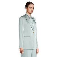 Satin Shawl-Collar Blazer