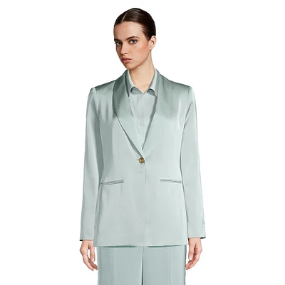 Satin Shawl-Collar Blazer